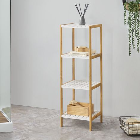 Estantería de bambú con 4 niveles Balsfjord Natural/Blanco [en.casa]® (1/5)