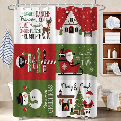 Kit rideau de douche en polyester 180x180 avec motif voile de douche pour jeune couple emménageant (1/5)