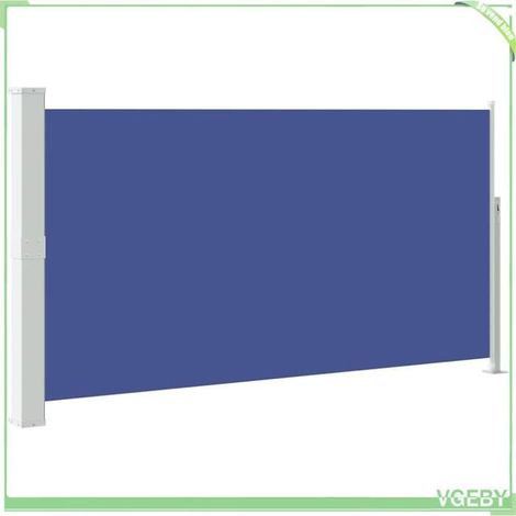 Store latéral rétractable de patio - FAFEICY - 48366 - 170x300 cm - Tissu bleu anti-UV - Cassette acier gris (1/5)