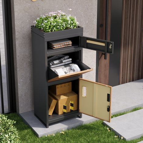 Boîte à colis sécurisée avec cadenas à code – Coffre antivol extérieur, boîte aux lettres dissimulée jardin (1/5)