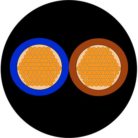 Câble d'alimentation RS PRO 2x2,5 mm², gaine CPE Noir, Retardant à la flamme, 50m ( Prix pour Bobine de 50 Mètres )