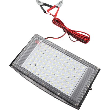 Eclairage LED Extérieur 100W Étanche IP66 avec Batterie et Pince Crocodile pour Urgences en Plein Air DC12V - KZQ