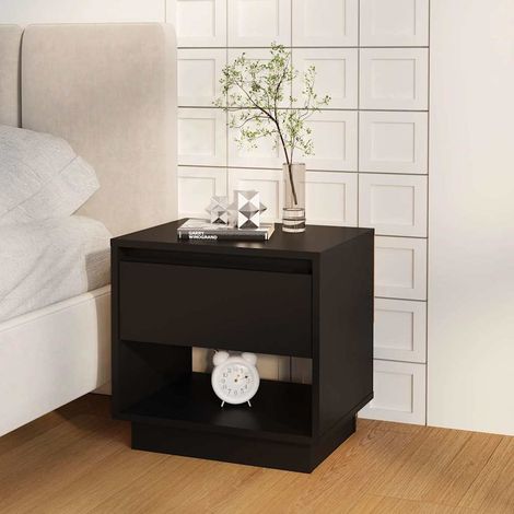 vidaXL Table de chevet Noir 45x34x44 cm bois d'ingénierie (1/5)