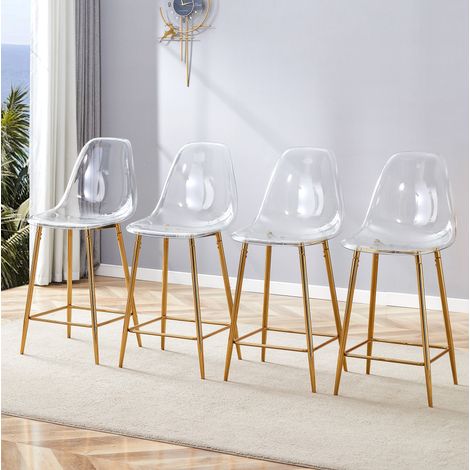 Tabouret de bar transparent plastique métal doré HAVRYA (1/3)