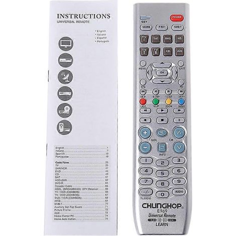 Leichte 8-in-1-Fernbedienung als Ersatz für TV, PVR, VDO, DVD, CD, SAT (AUD) (1/5)