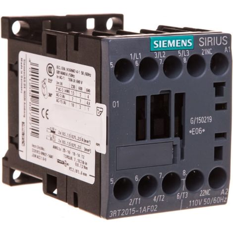 Contacteur de puissance 7A 3P 110V AC 0Z 1R S00 3RT2015-1AF02
