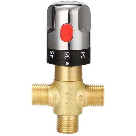 Robinet mélangeur thermostatique, mitigeur thermostatique, robinet mitigeur de douche avec connecteur1/2 NPT", robinet de marque d'échelle centigrade,Solid Brass (1/4)