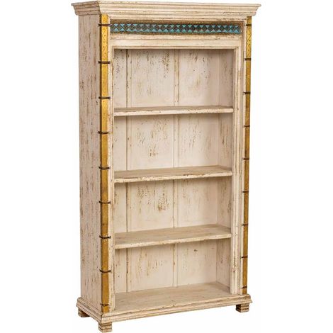 Estantería librería de madera artesanal blanca 100x40x180h cm
