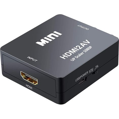 Adaptateur HDMI vers RCA, Convertisseur HDMI vers RCA, Composite AV CVBS Vidéo Audio Support PAL/NTSC pour Xbox 360/One, Playstation 3/4/5, DVD, Android TV Box, Fire Stick, Roku