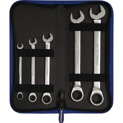 Serie di chiavi combinate a cricchetto, 5 pezzi, SW 8-19mm, diritta PROMAT