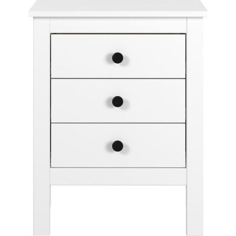 Table de chevet Table de nuit à 3 tiroirs coloris Blanc - Longueur 47,7 x Profondeur 36 x Hauteur 60 cm (1/5)