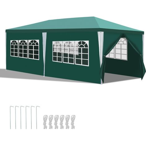 SWANEW Tenda Tenda per ricevimenti con pannelli laterali rimovibili Grandi finestre Tenda per feste Tenda da campeggio Verde 3x6m (1/5)