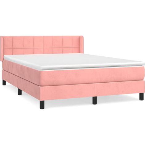 Maison Exclusive - Giroletto a Molle con Materasso Rosa 140x200 cm in Velluto (1/5)
