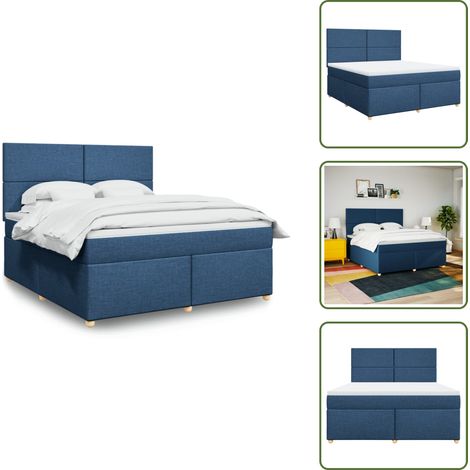Cama azul - vidaXL Cama box spring con colchón tela azul 180x200 cm - Cama con cabecero ajustable