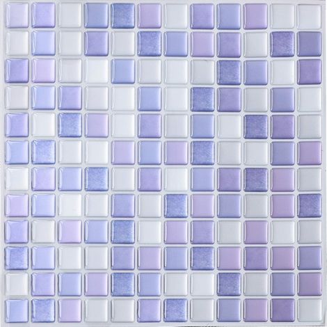 Autocollant de carrelage mosaïque 3D, violet, carrelage mural de salle de bain auto-adhésif pour dosseret de cuisine, autocollant carré en vinyle (1/5)