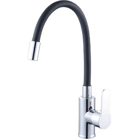 Mitigeur d'évier avec bec flexible , mitigeur de cuisine flexible rotatif à 360° avec filtre économiseur d'eau (1/5)