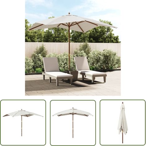 The Living Store Parasol de jardin avec mât en bois sable 300x300x273 cm - Parasol De Jardin - Parasol Exterieur - Parasol Rectangulaire - Parasol Beige - Parasol Résistant Aux Uv (1/5)