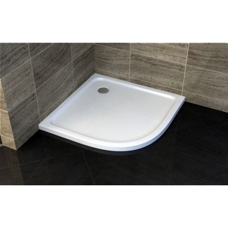 Piatto Doccia Acrilico 80x80 90x90 5cm Semicircolare Angolare Bianco con Piletta - Dimensione Piatto 80x80 (1/3)