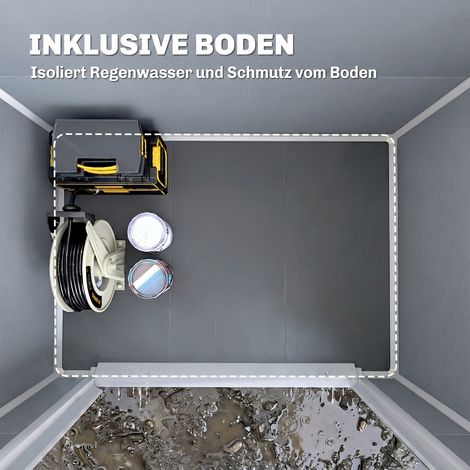 Abstellraum aus Metall, verriegelbar, Doppeltür, Fenster, Alurahmen, 1,80 x 1,30 x 2,10 m, Grau (1/5)