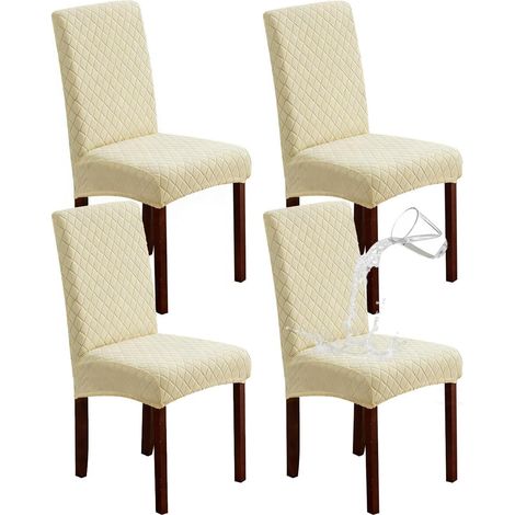 Lot de 4 Housses de Chaise Imperméables – Blanc Cassé, Cuisine et Salle à Manger (1/5)