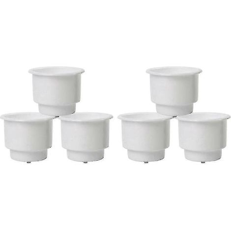 Lot de 6 porte-gobelets encastrables en plastique avec évacuation pour bateau, voiture, camping-car (blanc) (1/5)