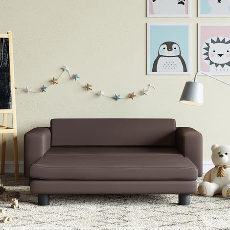 Canapé avec repose-pied pour enfants,Canapé de Salon,Fauteuil Club marron 100x50x30 cm DGBDF385850 MaisonChic (1/5)