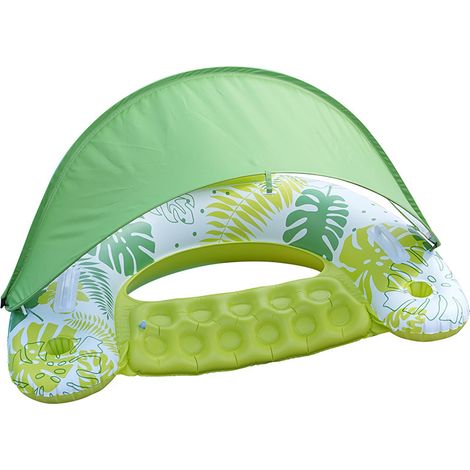 Aufblasbarer Schwimmring für Erwachsene mit verstellbarem Baldachin-Cup-Sitz, Kopfstützengriff, Schwimmring für Poolstuhl für Wasserspaß am See und Strand (Grün) (1/4)