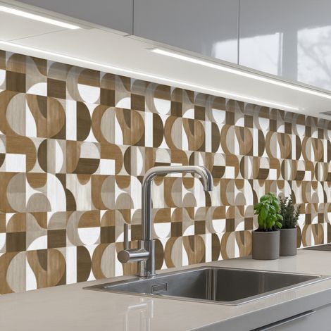 Kitchen Splashback Abstract - Retro - Brown 350x60 cm
