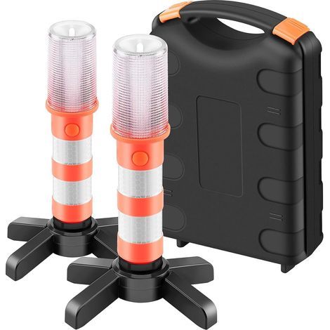 Ensemble de signaux d'urgence à LED - Feu rouge pour lampe de sécurité routière, lampe de camping alternative au triangle de sécurité, 2 feux (1) (1/5)