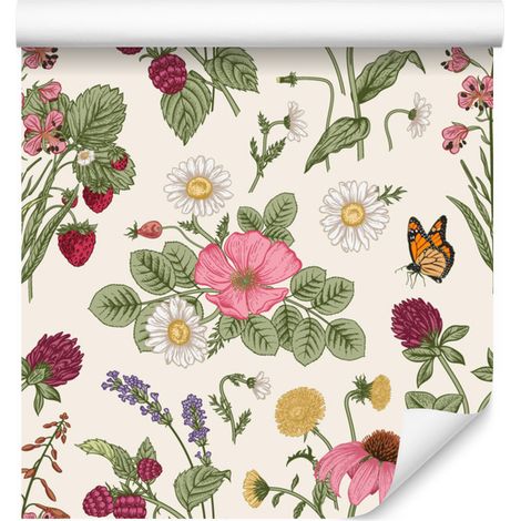 Papel pintado de frutas y flores para salón y dormitorio, 50x1000 cm. (1/5)