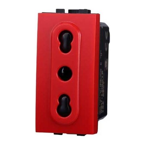 Prise italienne 2P+T 10/16A compatible Bticino Livinglight couleur rouge