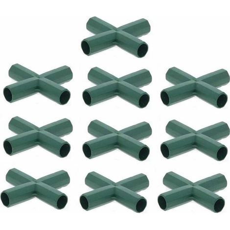 GENERIC-Lot de 10 Connecteurs De Cadre De Serre pour cadre de jardin, cages à fruits, clôtures, cadre de serre, connecteurs (16mm,Plat / 4 trous) (1/4)