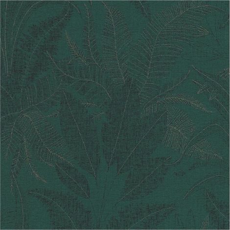 Country style wallpaper wall Profhome 396543 non-woven wallpaper slightly textured with floral ornaments matt green silver black 5.33 m2 (1/5)