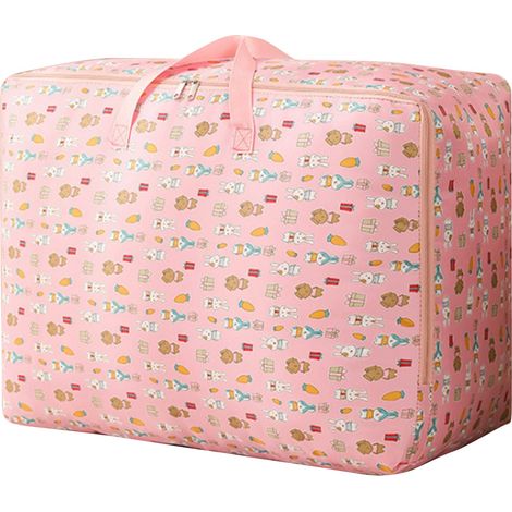 50x35x20cm Pink Bunny Quilt Storage Bag Dustproof Organizer Oxford Cloth Quilt Storage Bag