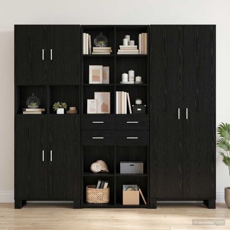 vidaXL Bookcase Black oak 30 x 42.4 x 185.2 cm Engineered Wood