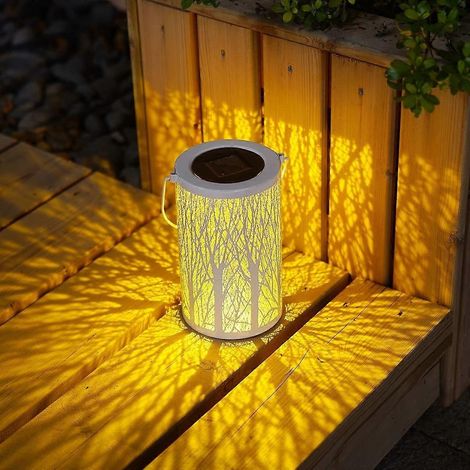 Lanterne solaire d'extérieur, lanterne solaire blanche de jardin, lampe solaire suspendue étanche, idéale pour le jardin. (1/5)