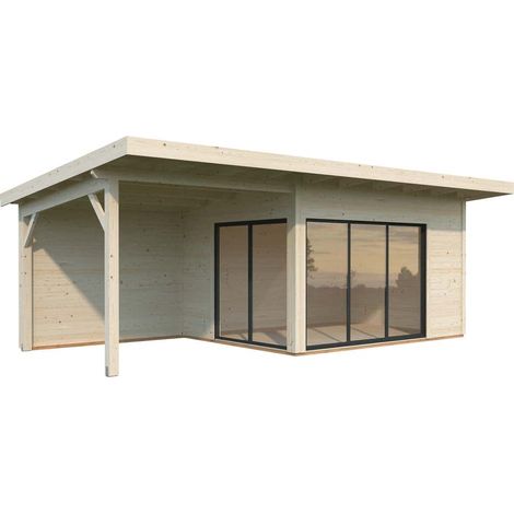 Abri de jardin en bois 20m² – Structure en épicéa certifié FSC – Portes coulissantes en aluminium – Double vitrage trempé – Hauteur 264cm – Palmako (1/5)