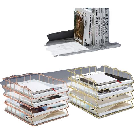 Cassetto portadocumenti, impilabile, stile moderno, oro (1/2)