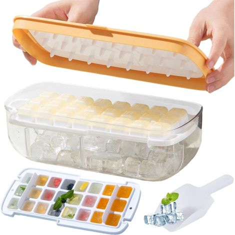 TRADE SHOP - Stampo Vassoio Per Cubetti Di Ghiaccio Con Coperchio Contenitore Sistema Sgancio Rapido - (1/5)
