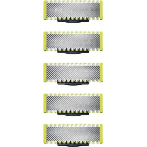 Applicable à Philips OneBlade - Lames de rechange, pour rasoir/tondeuse électrique OneBlade, acier inoxydable robuste, taille, stylisation et rasage, lot de 5 (1/5)