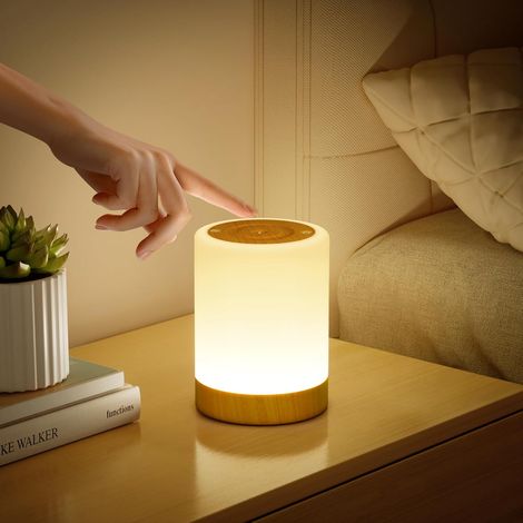 Lampe tactile et table de chevet, dimmable, LED RVB occultante, changement de couleur, lampe rechargeable par USB (1/5)