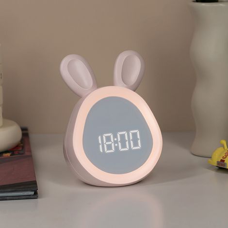 Niedlicher digitaler Wecker in Hasenform – Wecker – Kinderwecker – Lautloser Wecker – Warmes LED-Licht – Wiederaufladbar (1/2)