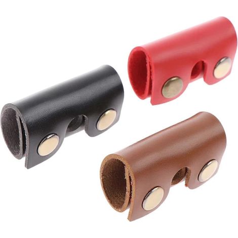 Ensemble de trois protections pour tête de rasoir en cuir véritable, adapté aux voyages avec un rasoir portable, résistant aux rayures et à l'usure, prolongeant la durée de vie du rasoir. (1/5)