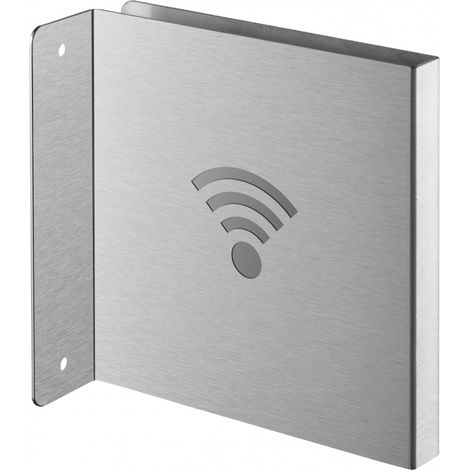 Targa segnaletica <>, acciaio inox spazzolato, 120 x 120 mm, con bordo ripiegato – THIRARD
