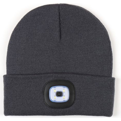 Chapeau d'éclairage de phare émettant de la lumière LED amovible et lavable bonnet chaud d'hiver tricoté (1/4)