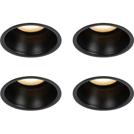 QAZQA Dept Spot encastré moderne - set de 4 - 8,8x8,8x9,2cm - dimmable - IP44 - noir mat (1/5)