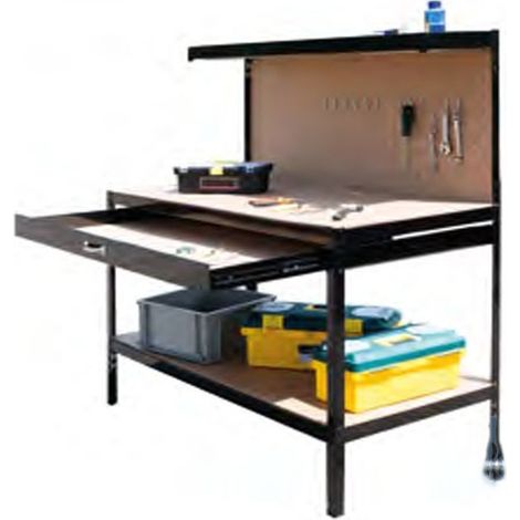 Suinga – Établi renforcé 150 x 120 x 60 cm – Capacité de charge 400 kg – Grand tiroir de rangement intégré – Conçu pour usage professionnel