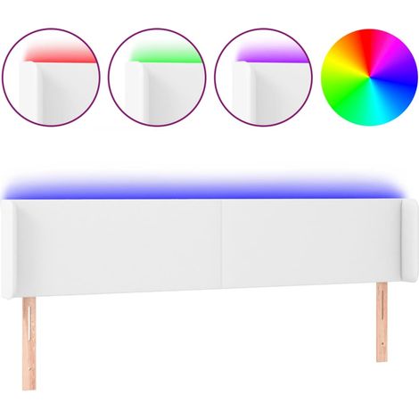 Tête de lit,Panneau décoratif à LED Blanc 183x16x78/88 cm Similicuir CFW6991500 (1/5)