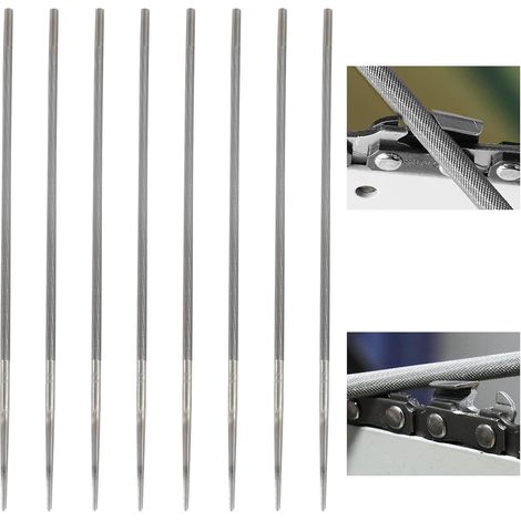 8 Stück Rundfeilen für Kettensäge, Rundfeile, 4,8 mm, Feile für Kettensäge, 3/8, Feilenblock für Kettensäge, Feilenset, Sägeketten, Kettenfeile, Feilen zum Reparieren und Schärfen von Sägeketten (1/5)