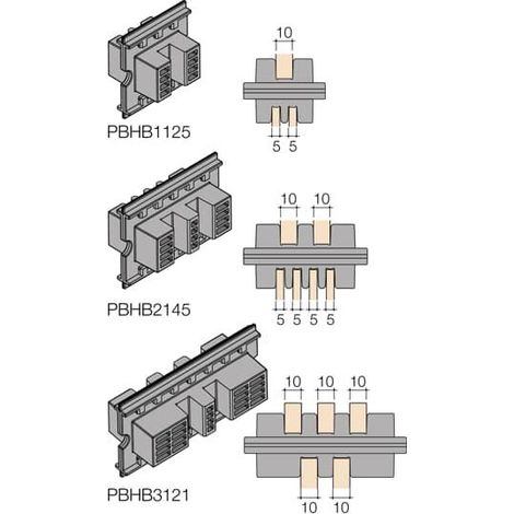 Support Jeu de barre Plat 2x10mm ou 4x5mm - L 75mm (x24Pces) 1STQ007427A0000 ABB PBHB2145